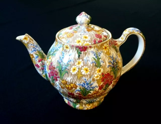 Beautiful Royal Winton Grimwades Chintz Marguerite Gold Teapot