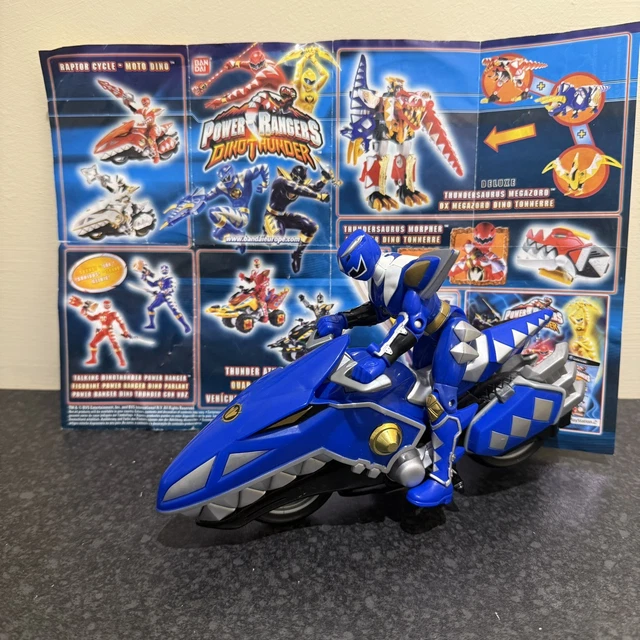 POWER RANGERS RETRO Dino Thunder Raptor Cycle and Blue Ranger Figure ...