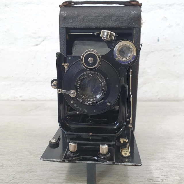 ICA DRESDEN FOLDING Camera Extra Rapid Alphanat Helios 13cm f/8 Lens ...