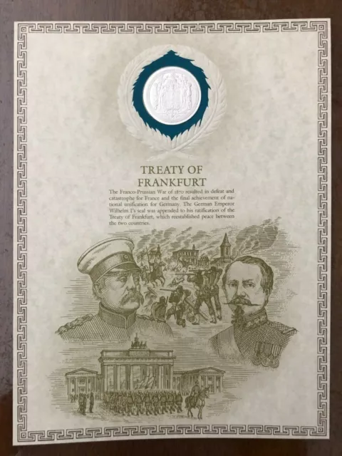 Great Historic Seals Medal Sterling Silver Treaty Of Frankfurt (3341083)