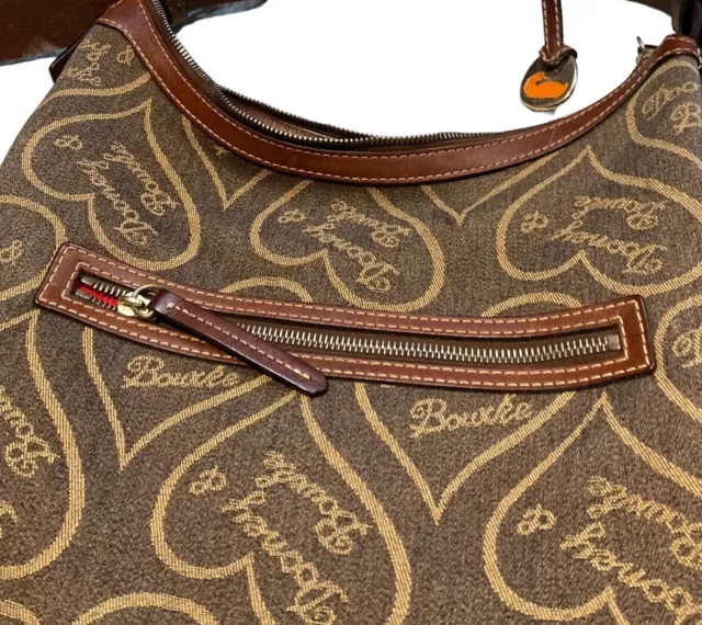 DOONEY AND BOURKE Shoulder Handbag Hobo Heart Logo Purse Canvas Leather ...