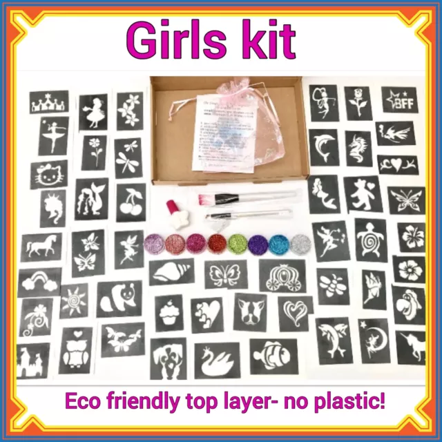 Girls GLITTER TATTOO KIT Party 50  OR REFILL ITEMS