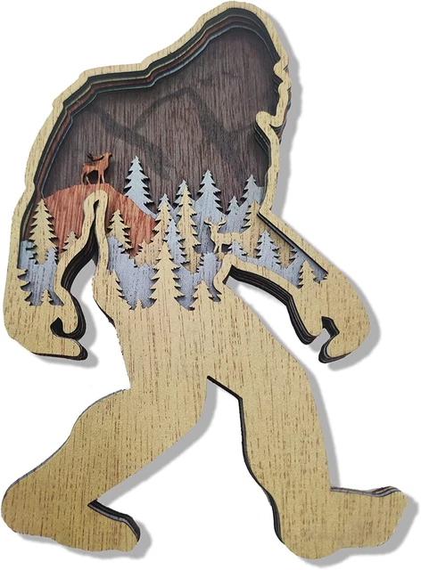 Big Foot Hunting Forest Decor - Wooden Wall Art for Home & Office, Sasquatch Sta
