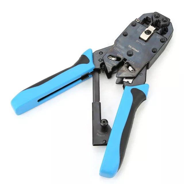 Ethernet Cable Crimper Ratchet Wire Crimping Tool For 10P10C AMP 8P8C/RJ-45