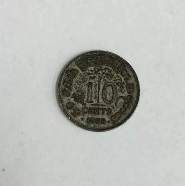 Queen Victoria Ceylon Silver 10 Cents Coin