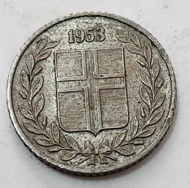 Iceland 🇮🇸 Ten (10) Aurar Coin 1953