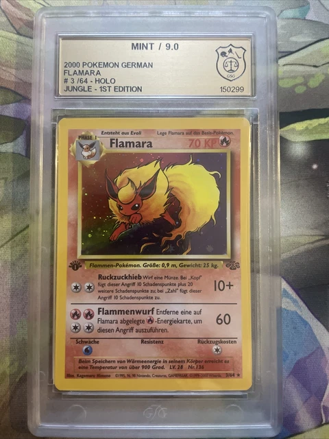 Pokemon Karte Flamara Jungle Set Holo 3/64 1.Edition 1st GSG PGS PSA  9