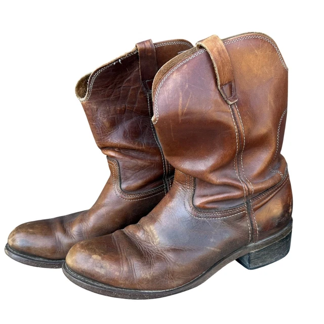 VINTAGE BILTRITE BROWN Leather Cowboy Boots Mens Western Roper Work ...