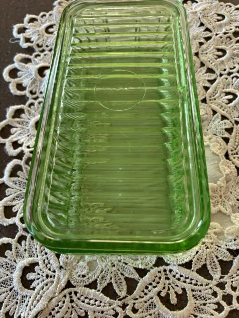 Green Depression Glass Butter Dish 3