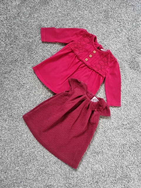 Baby Girl Dress Bundle 0-3 Months Red  long sleeve shift bow patty Christmas S