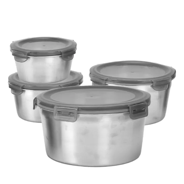 Contenitori per alimenti confezione da 4 contenitori per conservazione pranzo croccanti acciaio inox