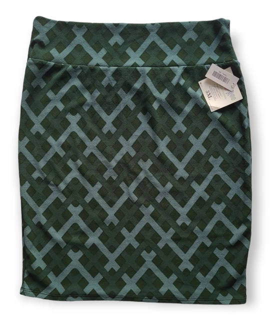 Lularoe Diamond Plaid 3XL Cassie Pencil Skirt 3X Green on Green New!