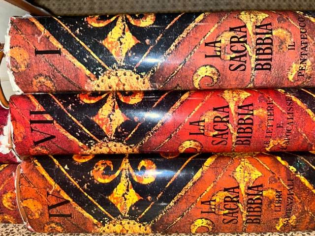 La Sacra Bibbia Illustrata 3 Volumes SAIE 1966 - Édition Illustrée Avec œuvres D'art, Bon état