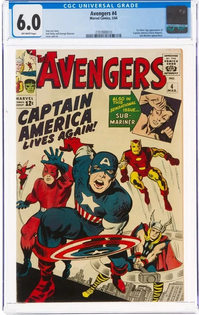 Avengers #4 CGC 6.0 1964. 1st Silver Age appearance of Captain America.