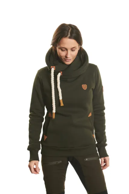 HUBERTUS Damen-Hoodie - Baumwolle -  oliv/braun 3