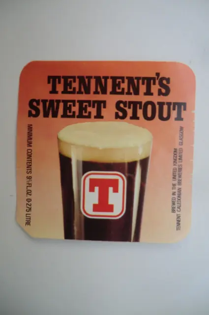 Mint  Tennent Glasgow Sweet Stout Brewery Beer Bottle Label
