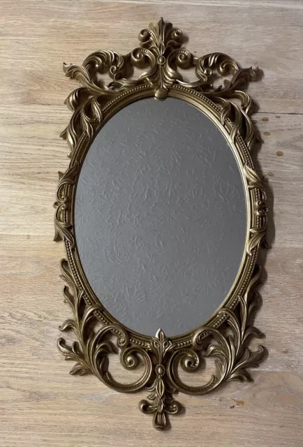 Lovely Vintage Turner Gold Ornate Wall Mirror Oval 32”x16”#P130 W/Sticker