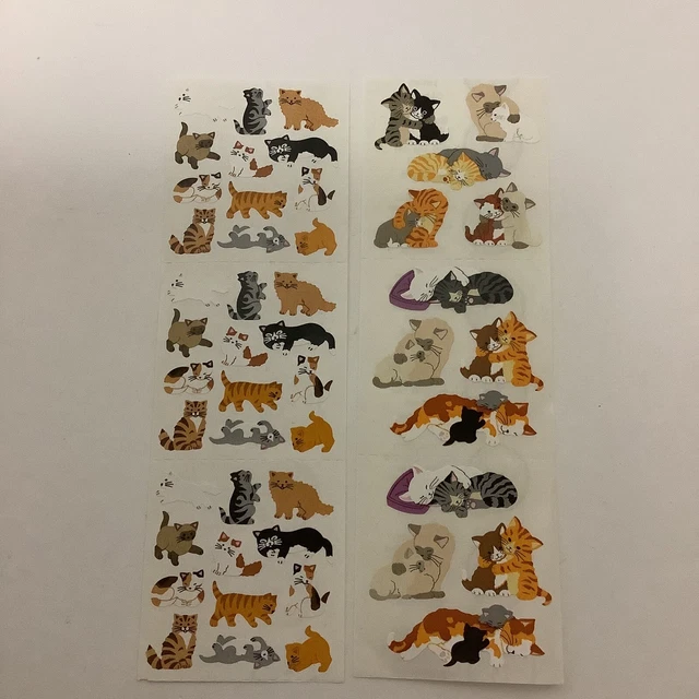 VINTAGE SANDYLION STICKERS Cats Kittens Hugging Cuddling Cute Animals ...