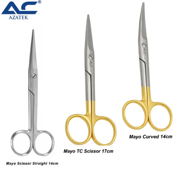 Azatek Mayo Surgical Scissors Dressing Dental Medical Operating Curved TC