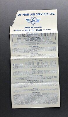 Isle Of Man Air Services Airlne Timetable May 1940 - War Time Ww2