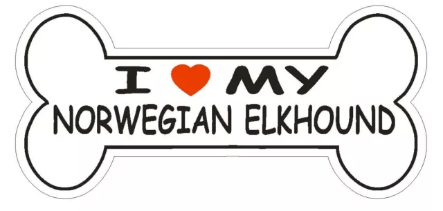 Love My Norwegian Elkhound Bumper Sticker or Helmet Sticker D2493 Dog Bone Decal