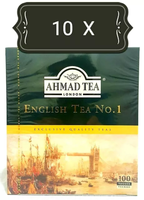 10 Confezioni Ahmad Tea Nero Té Inglese 1000 Bustine Tè - 10 X 200 G