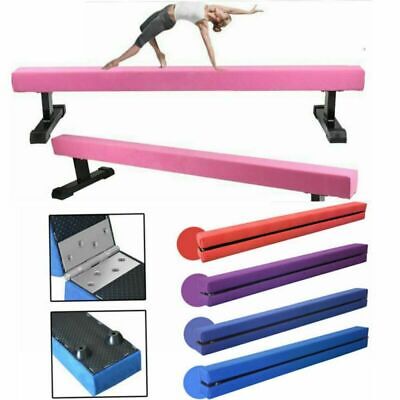 UKing 2.1m Gymnastics Balance Beam for Kids Balance Training Equipment for Beginners and Gymnasts Suede Folding Gymnastics Beam with Bases 