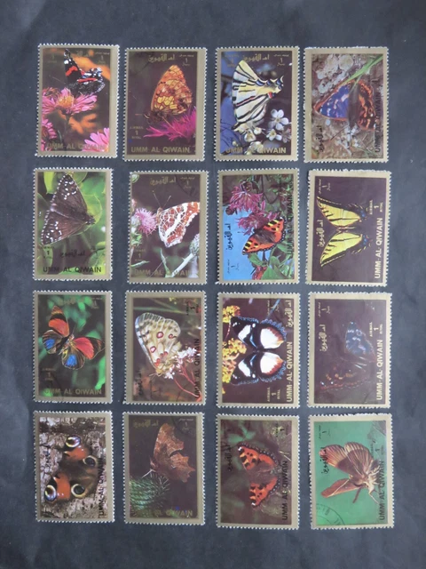 Umm Al-Qiwain 1972 Mi-Nr. UM 1498A -1513A Schmetterlinge Butterflies Fauna kpl.