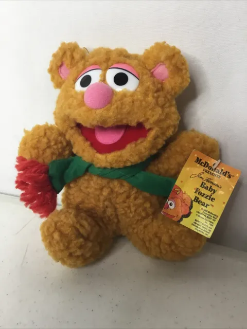 Vintage Baby Fozzie Bear Muppets 1987 McDonald's Plush Toy Jim Henson scarf