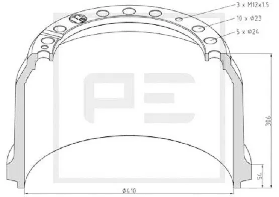 016.525-00A Tambour de Frein Bremsengröße 410 x 220 Convient pour Mercedes-Benz