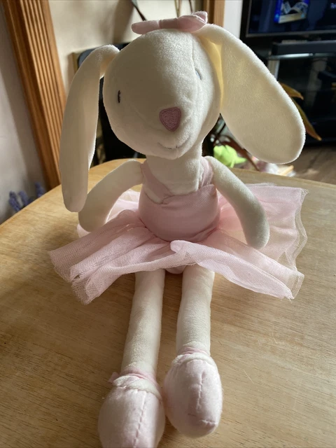 Jojo Maman Bebe Bunny Rabbit Ballerina Comforter Pink Cream Soft Plush Baby Toy