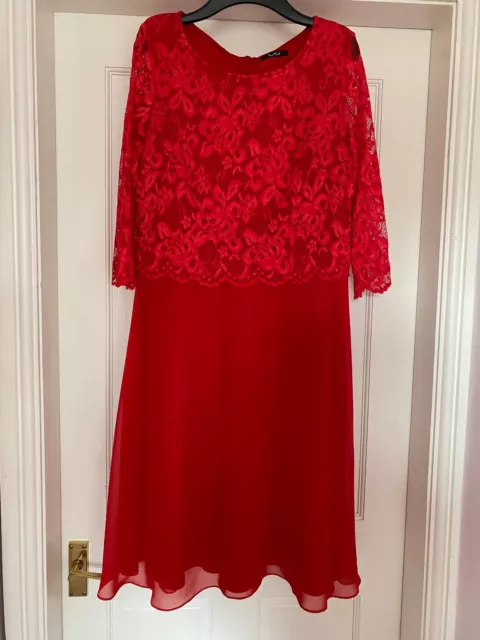 Vera Mont Red Lace Dress Size 14