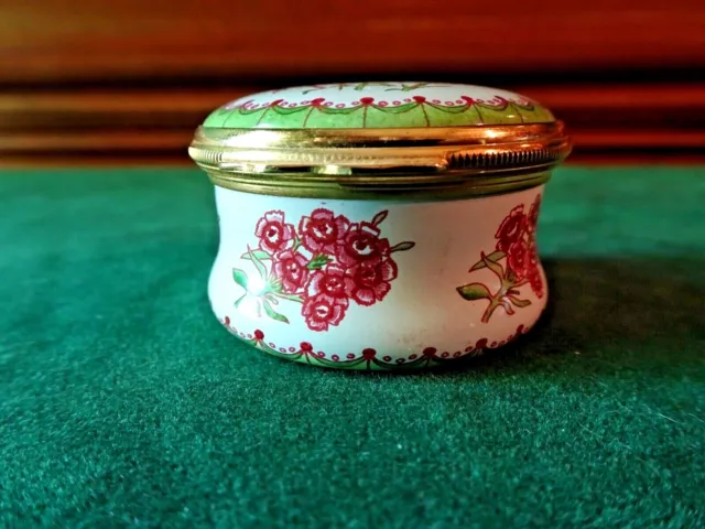 HALCYON DAYS ENAMELS Sweet William Hinged Box, England, Dianthus, Hand ...