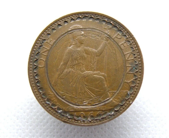 ENGRAVED / STAMPED - 1966 ONE PENNY 1d COIN - QUEEN ELIZABETH II (OS01)
