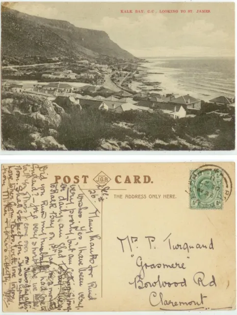 1911 Transvaal South Africa Kalk Bay to "Grasmere" Claremont Capetown
