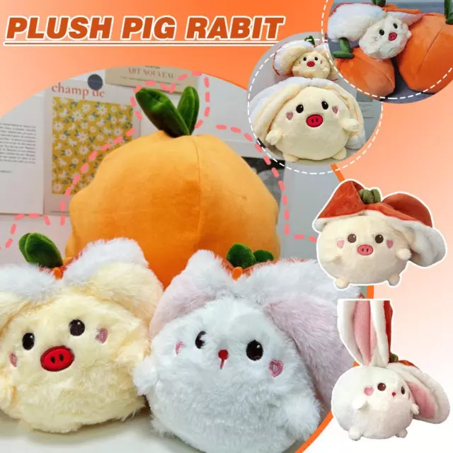18/25cm Pig Plush Toy Soft Bunny Hiding In persimmon ​Bag Toysﻬ