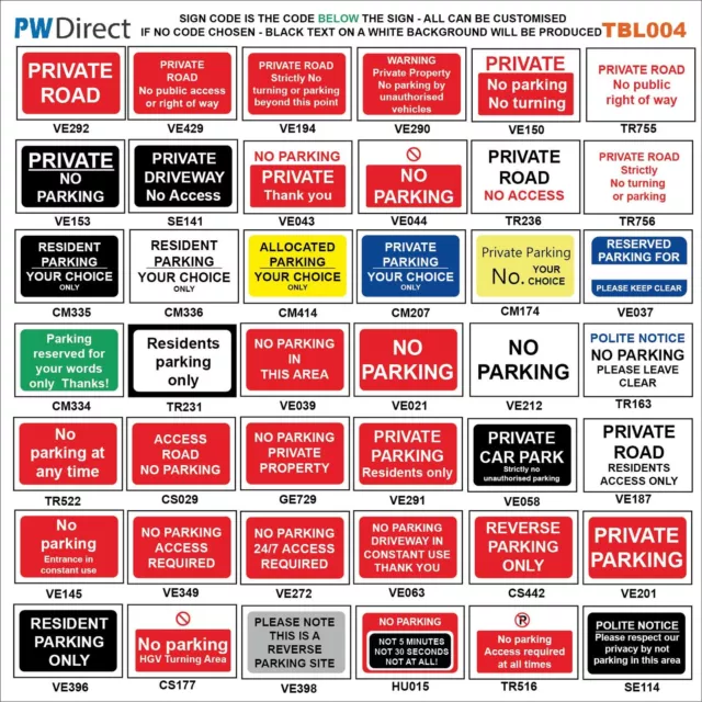 Sign Traffic Road Parking Custom Residents Public Private Tbl004 Unique Bespoke