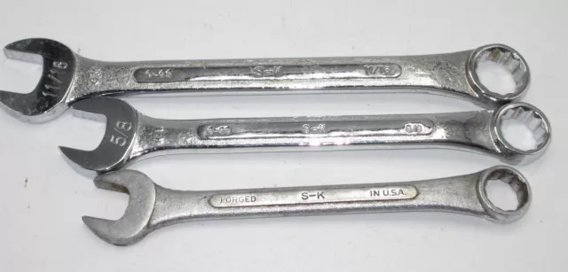 set of 3 S-K SK combination wrenches C-18, C-20, C-22     9/16, 5/8 & 11/16" USA