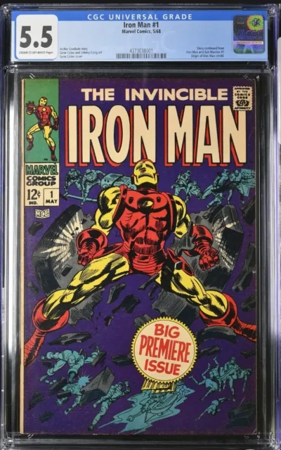 Iron Man #1 Cgc 5.5 (Fn-) Origin Of Iron Man 1968 Marvel Silver Age Key