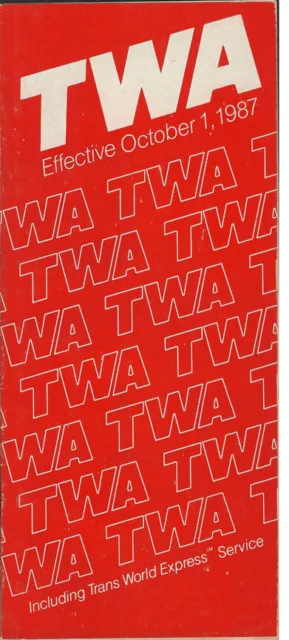 TWA Trans World Airlines system timetable 10/1/87 [308TW] Buy 4+ save 25%