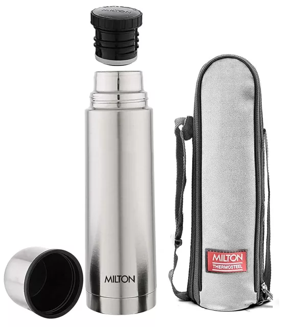 Milton Thermosteel 1000 ml Water Bottle With Plain Lid To Keep Water Hot & Cold