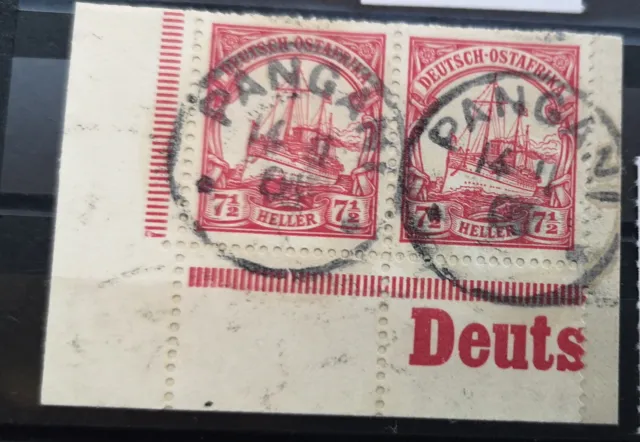 DOA Deutsch Ostafrika Kolonie Eckrand Paar Mi. Nr. 24 Pangani 14. 11.00 Briefst.