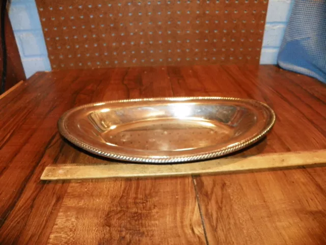 Vintage WM. ROGERS Silverplate Oval Bread Serving Tray Bowl