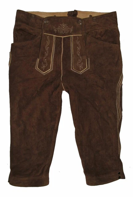 " Distler " Uomo- Pantaloni Costume/Trachten- Kniebund- IN Pelle Braun Circa