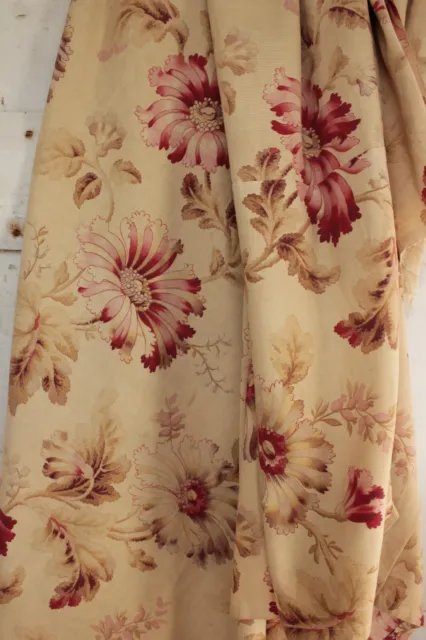 Antique French fabric Belle Epoque GORGEOUS floral panel curtain drape old
