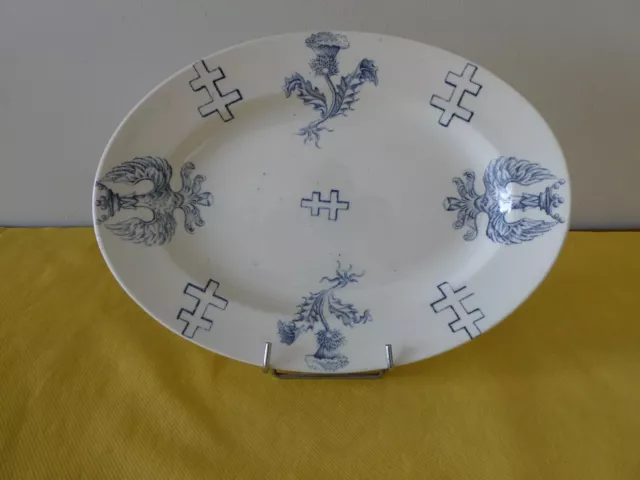 Rare Plat Ovale Faience Luneville Xx° Croix De Lorraine Service Imperatrice