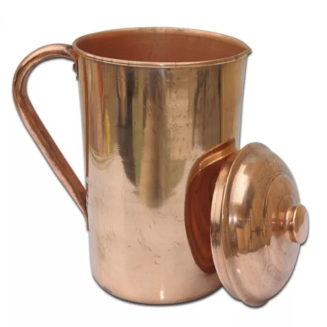 Pure Copper Smooth Water Jug/Copper Pitcher for Ayurveda Health Benefit 100% NEW