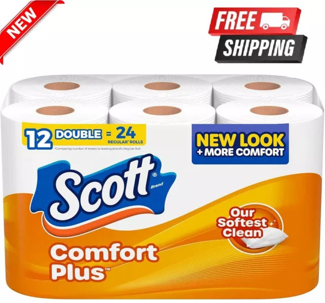 SCOTT COMFORTPLUS TOILET Paper Bath Septic Safe Unscented Thick Tissue ...