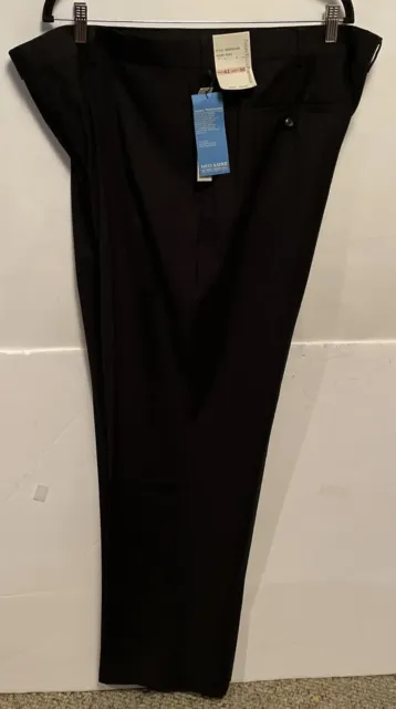 NWT Perry Ellis Men Portfolio Neo Luxe Black Dress Pants Wrinkle Resistant 42X30