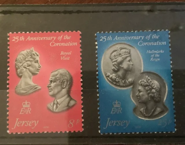 Jersey stamps QEII 25th Anniversary of the Coronation 1978 set of 2 stamps